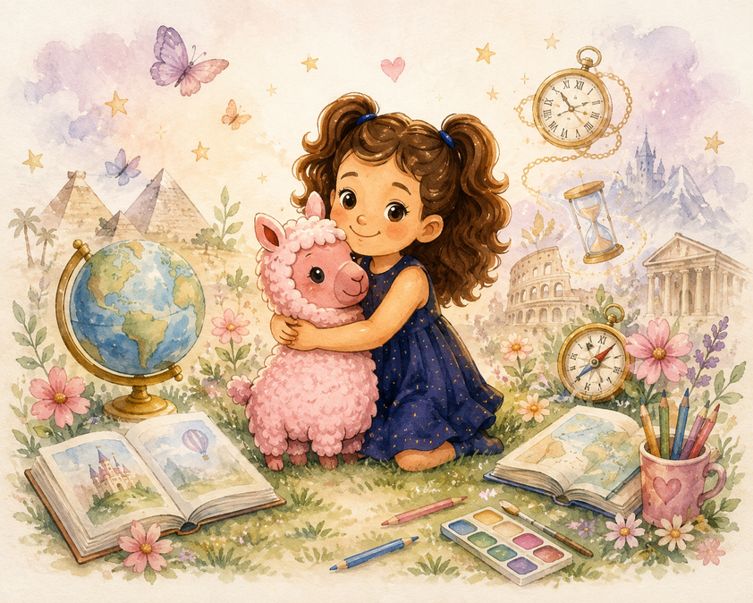 Emma e Alpaca Rosa tra libri, mappe e luoghi del mondo