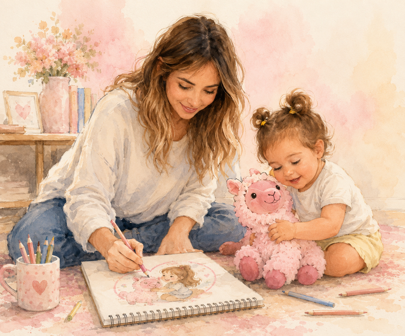 Claudia Paglia insieme a Giulia e ad Alpaca Rosa